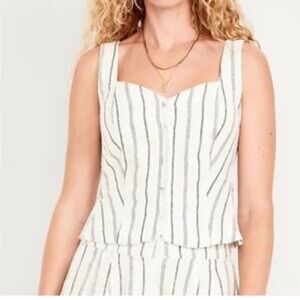 Old Navy Black and White Striped Linen  Top Sz Large 
Casual/vacation/ work day